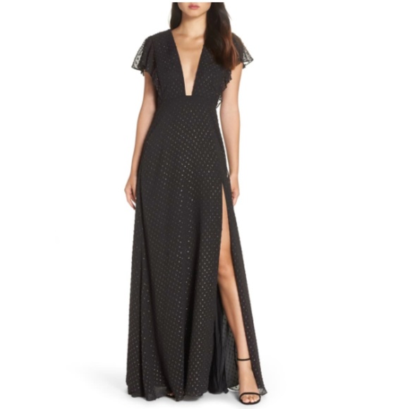Jill Stuart Dresses & Skirts - NWT Jill Stuart Plunging Neckline Dot Dress Gown 4